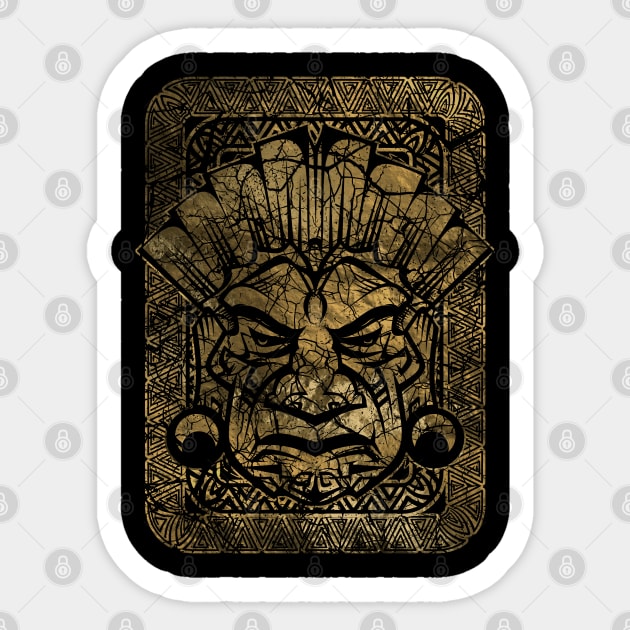 Vintage gold Tribal mask on tribal texture Sticker by Nartissima